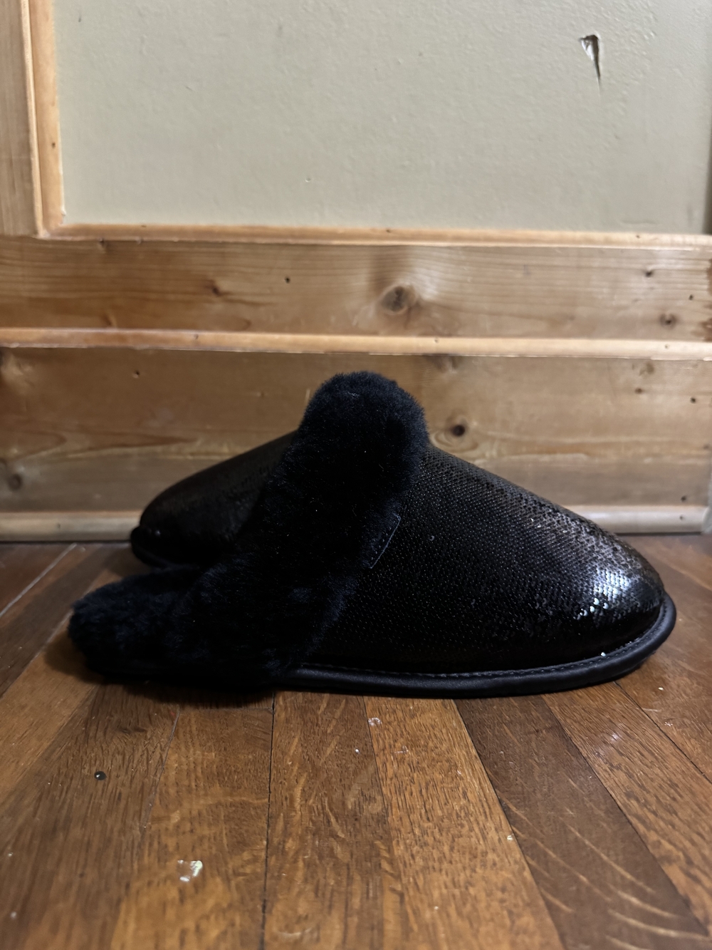 UGG Women's Black Sequin Plush Clog Slippers